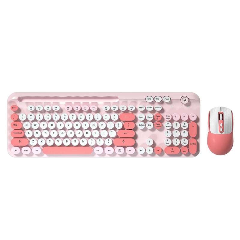 Bluejw KT117 Retro Punk Gaming Keyboard Mouse Combo, Colorful Wireless Keyboard and Mouse Set - Excellent for PC Gamers - Image 4